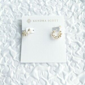 BRAND NEW Kendra Scott Cailin Huggie Earrings Gold White Crystal